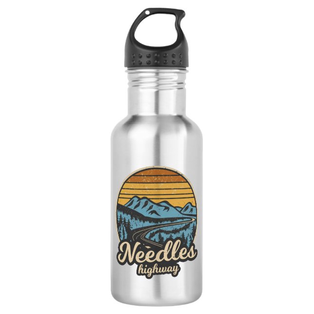 Needles Highway South Dakota Retro Stainless Steel Water Bottle (Front)