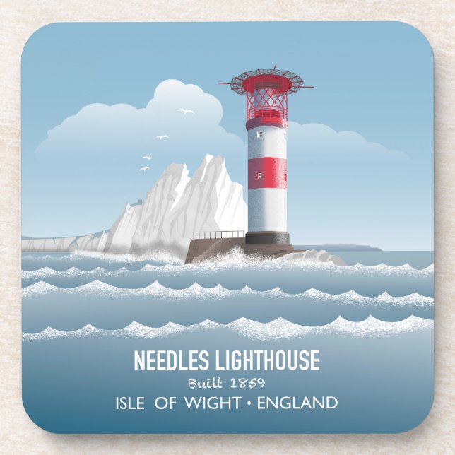 Needles Lighthouse Beverage Coaster (Front)