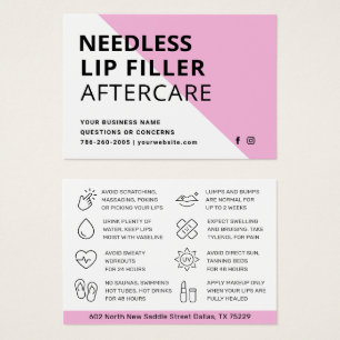 Needles Lips Filler Aftercare Instruction Card