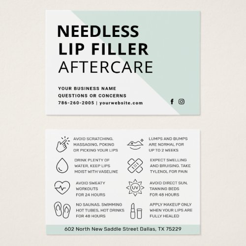Needles Lips Filler Esthetician Aftercare Card 