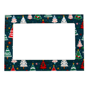 Needlework Christmas Trees Festive Holiday Magnetic Frame