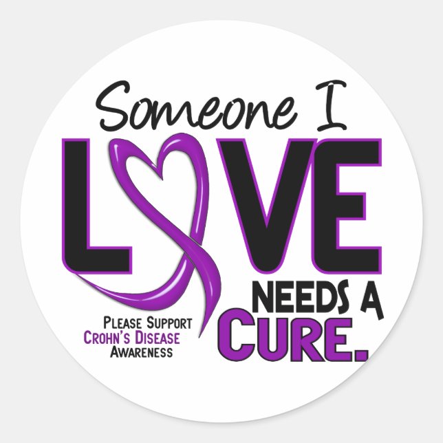 NEEDS A CURE 2 CROHN’S DISEASE T-Shirts & Gifts Classic Round Sticker (Front)