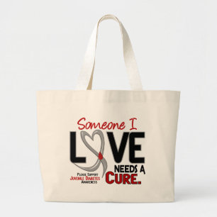 NEEDS A CURE 2 JUVENILE DIABETES T-Shirts & Gifts Large Tote Bag