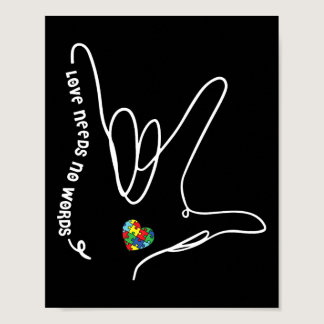 Needs No Words Asl Puzzle Piece Heart Autism Aware Poster