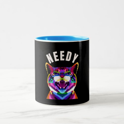  NeedyExplore the many moods of the cat  Two_Tone Coffee Mug