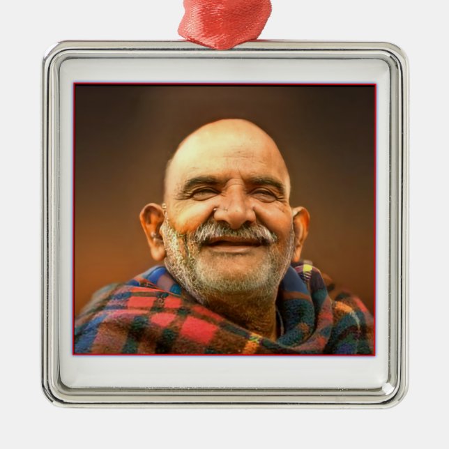 Neem karoli baba  metal ornament (Front)