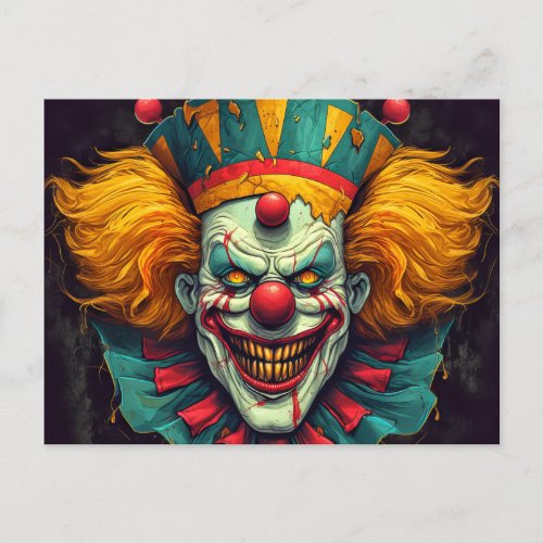 Nefarious Funhouse Clown Illustration Art Postcard