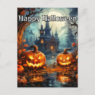 Nefarious Halloween Pumpkins After Dark Postcard