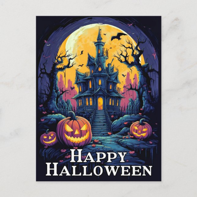 Nefarious Pumpkin Illustration | Happy Halloween Postcard (Front)