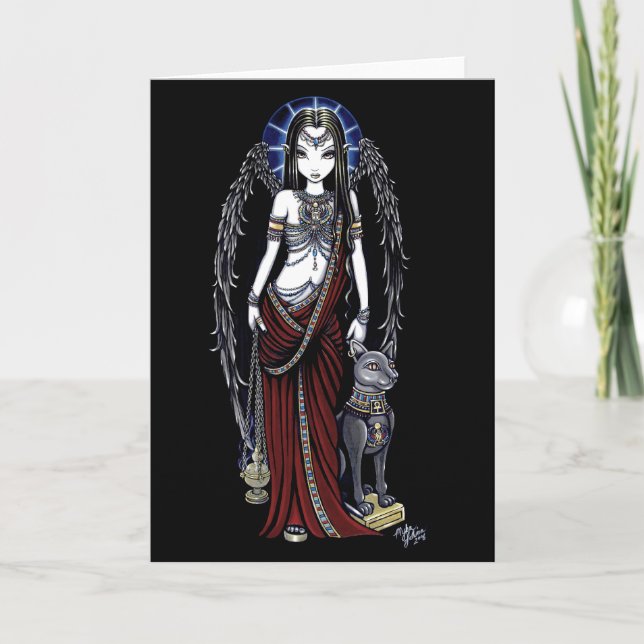 Nefertari Egyptian Angel Bastet Card (Front)