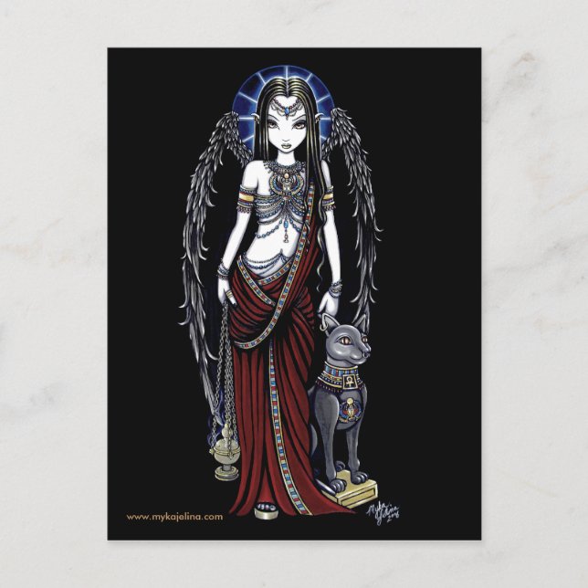 Nefertari Egyptian Bastet Goddess Angel Postcard (Front)
