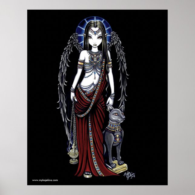 Nefertari Egyptian Bastet Goddess Angel Poster (Front)