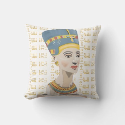 Nefertiti and Cartouche Throw Pillow