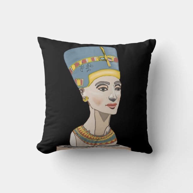 Nefertiti and Cartouche Throw Pillow (Front)