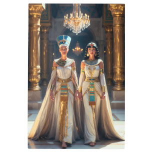 Nefertiti and Cleopatra in Modern Egypt Majestic Metal Print