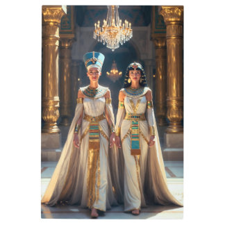 Nefertiti and Cleopatra in Modern Egypt  Majestic  Metal Print