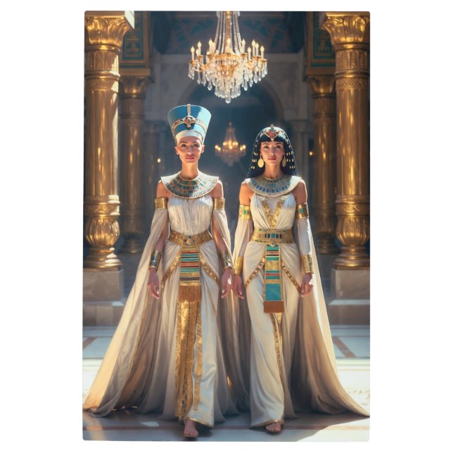 Nefertiti and Cleopatra in Modern Egypt  Majestic  Metal Print (Front)