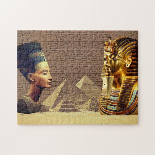 Nefertiti and Tutankhamun Ancient Royalty Jigsaw Puzzle