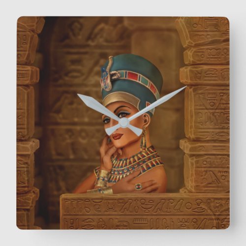 Nefertiti _ Neferneferuaten the Egyptian Queen Square Wall Clock