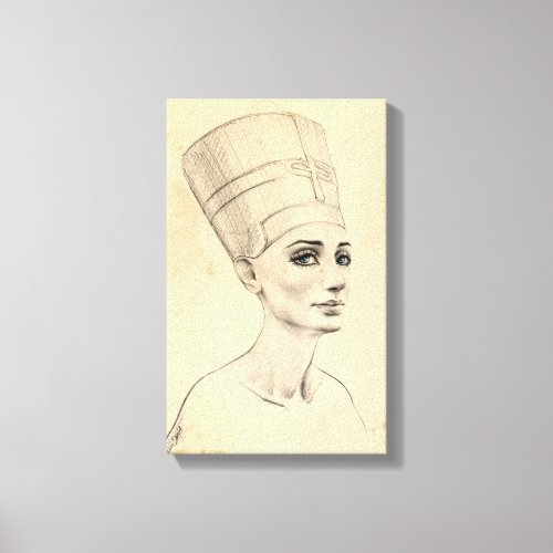 Nefertiti portrait drawing Ancient Egypt papyrus Canvas Print