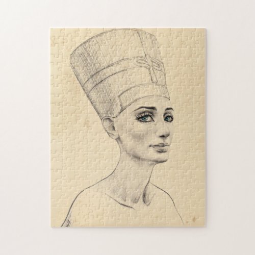 Nefertiti portrait drawing Ancient Egypt papyrus Jigsaw Puzzle