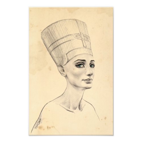 Nefertiti portrait drawing Ancient Egypt papyrus Photo Print