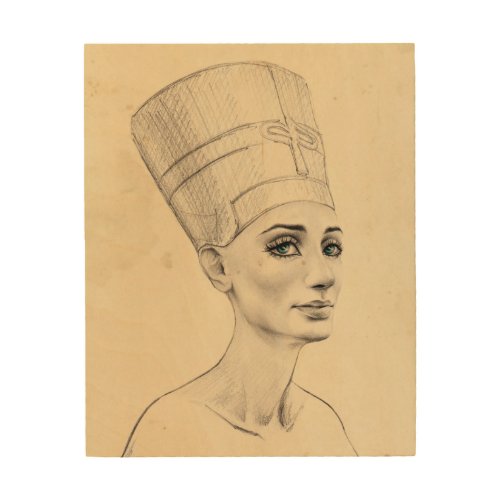 Nefertiti portrait drawing Ancient Egypt papyrus Wood Wall Art