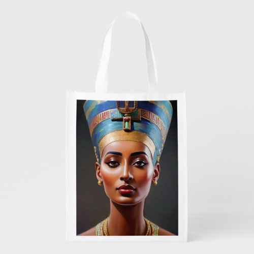 Nefertiti Portrait Original Art Grocery Bag