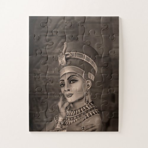 Nefertiti _ the Egyptian Queen _ sepia Jigsaw Puzzle