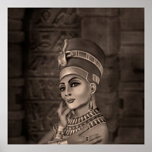 Nefertiti _ the Egyptian Queen _ sepia Poster