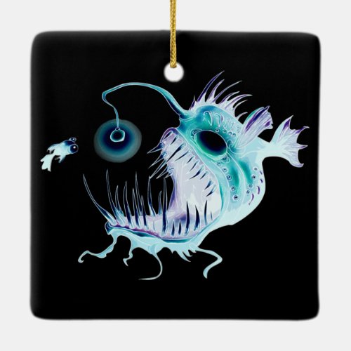 Negative Angler Fish Ceramic Ornament
