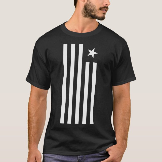 NEGATIVE BLACK AND WHITE FREEDOM PATRIOT FLAG T-Shirt (Front)