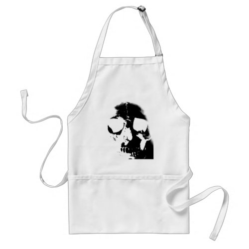 Negative Black  White Skull Adult Apron