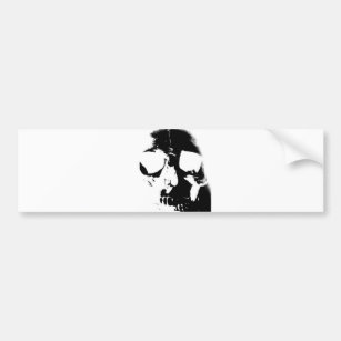 Negative Black & White Skull Bumper Sticker