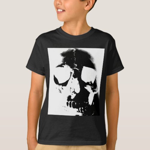 Negative Black  White Skull T_Shirt