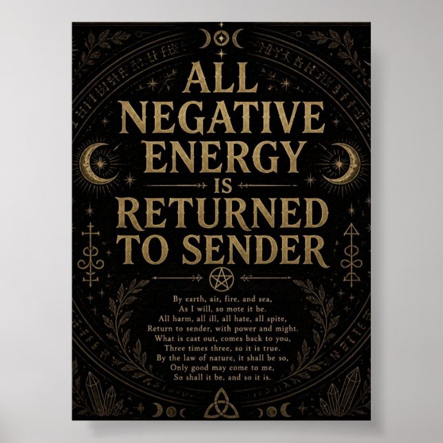 Negative Energy is Returned to Sender Pagan Spell Poster (Front)