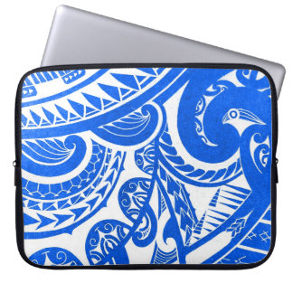 negative / inverted tribal tattoo design on wood laptop sleeve