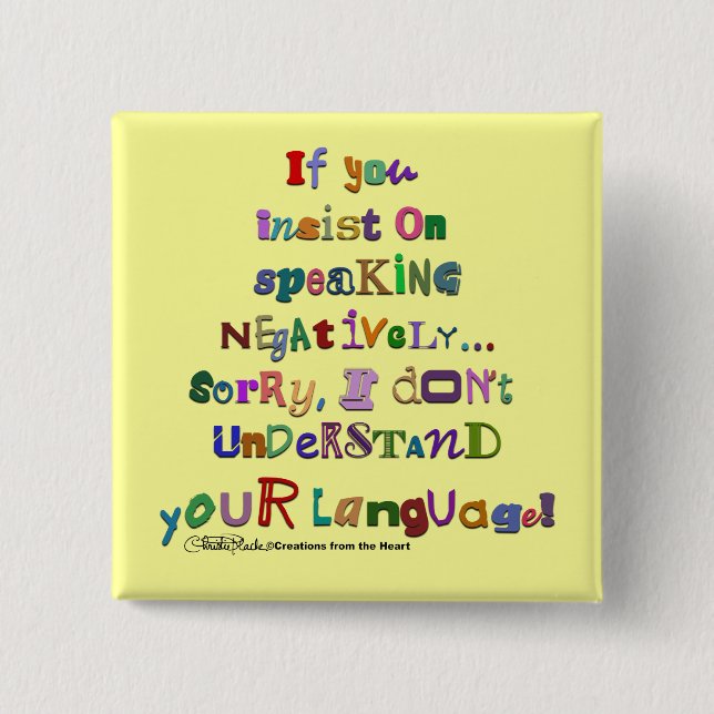 Negative Language Pinback Button (Front)