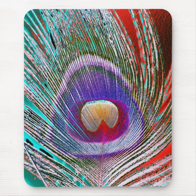Negative Peacock Feather Mouse Pad (Front)