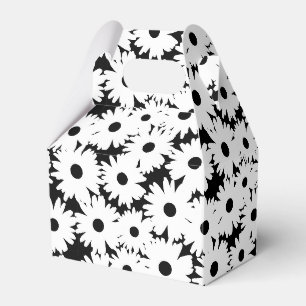 Negative Space Daisies white on black Favor Boxes