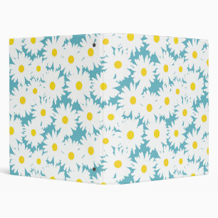 Negative Space Daisies white yellow on blue 3 Ring Binder