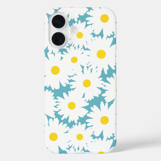 Negative Space Daisies white yellow on blue Case-Mate iPhone Case (Back)