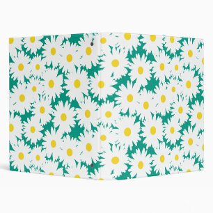 Negative Space Daisies white yellow on green 3 Ring Binder