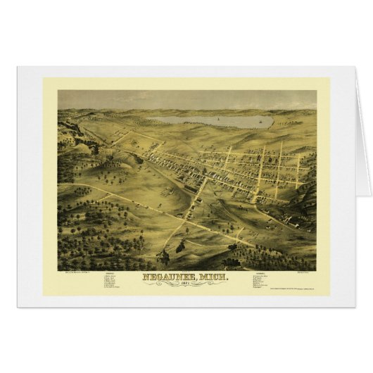 Negaunee, MI Panoramic Map - 1871 Cards (Front Horizontal)