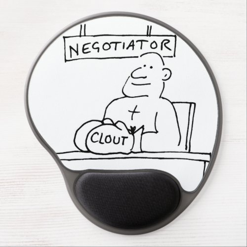 Negotiator at Desk has Boxing Glove with Clout Gel Mouse Pad