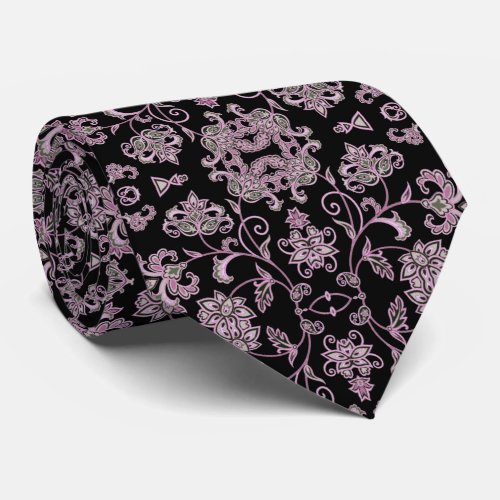 Negra con decoracin floral violeta suave neck tie