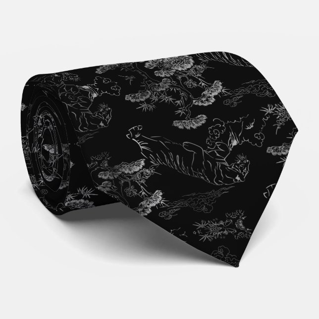 Negra con tigre gris neck tie (Rolled)