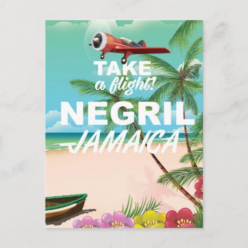 Negril Beach Jamaica vintage travel poster Postcard