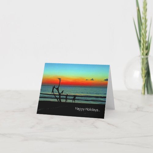 Negril Beach Sunset Holiday Card