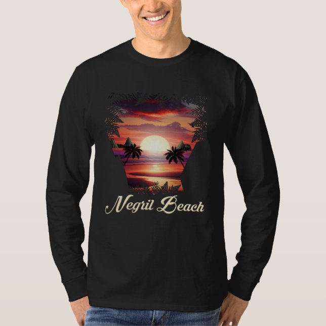 Negril Beach Vibrant Sunset  Negril Jamaica T-Shirt (Front)